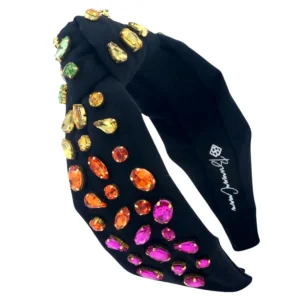 Adult Black Headband with Rainbow Gradient Hand-Sewn Crystals-Brianna Cannon New