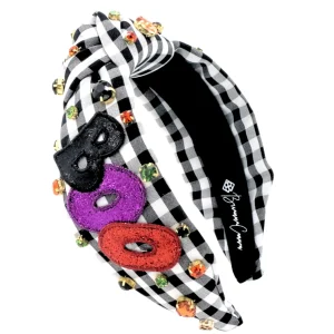 Adult Size Black & White Gingham BOO Headband with Crystals-Brianna Cannon Hot