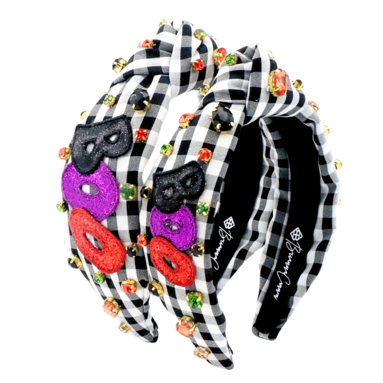 adult_size_black__white_g_4.webp Adult Size Black & White Gingham BOO Headband with Crystals-Brianna Cannon Hot
