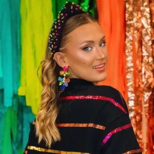 Adult Size Black Headband with Rainbow Beads-Brianna Cannon Online