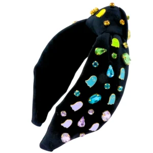 Adult Size Black Headband with Neon Ghosts & Crystals-Brianna Cannon Fashion