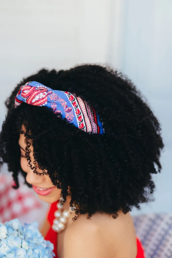 Adult Size Blue Bandana Knotted Headband-Brianna Cannon Discount