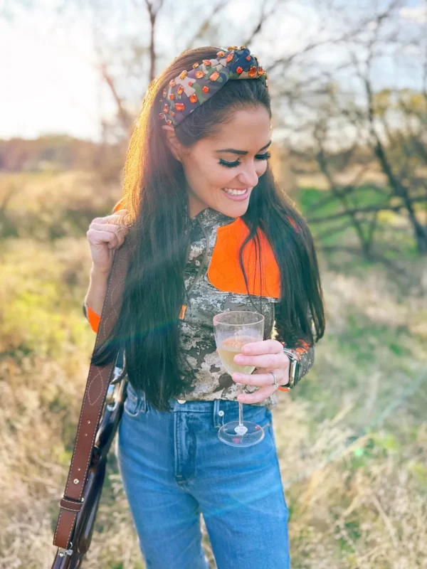 Adult Size Camo Headband with Orange Crystals-Brianna Cannon Fashion