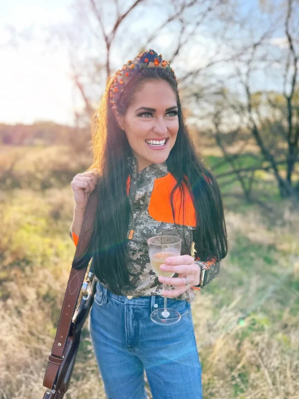 Adult Size Camo Headband with Orange Crystals-Brianna Cannon Fashion
