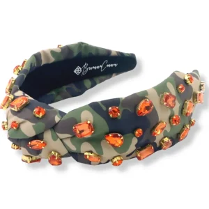 Adult Size Camo Headband with Orange Crystals-Brianna Cannon Fashion