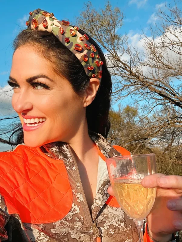 Adult Size Camo Headband with Orange Crystals-Brianna Cannon Fashion