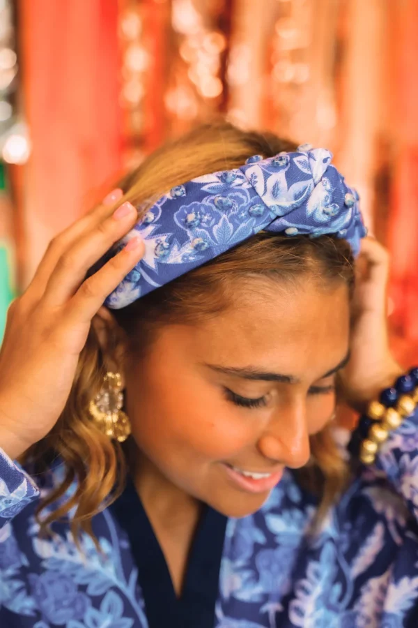 Adult Size Chinoiserie Floral Headband with Beads-Brianna Cannon Outlet