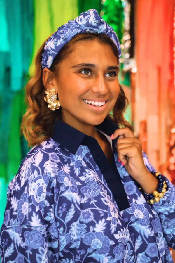 Adult Size Chinoiserie Floral Headband with Beads-Brianna Cannon Outlet