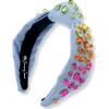 Adult Size Denim Headband with Rainbow Gradient Hand-Sewn Crystals-Brianna Cannon Sale