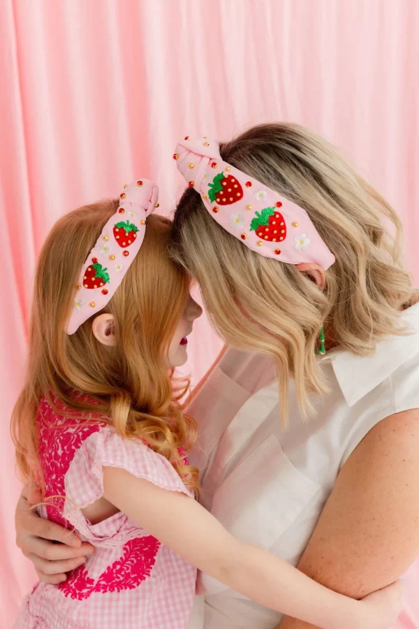 Adult Size Embroidered Strawberry Headband with Crystals & Beads-Brianna Cannon Discount