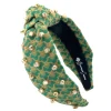 Adult Size Green Scalloped Headband with Gold Beads-Brianna Cannon Online