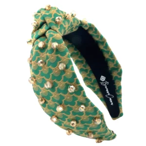 Adult Size Green Scalloped Headband with Gold Beads-Brianna Cannon Online