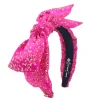 Adult Size Hot Pink & Gold Brocade Side Bow Headband-Brianna Cannon Outlet