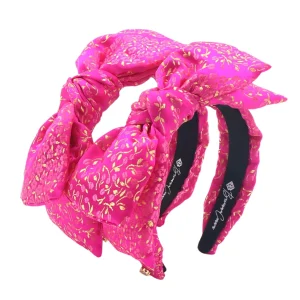 Adult Size Hot Pink & Gold Brocade Side Bow Headband-Brianna Cannon Outlet