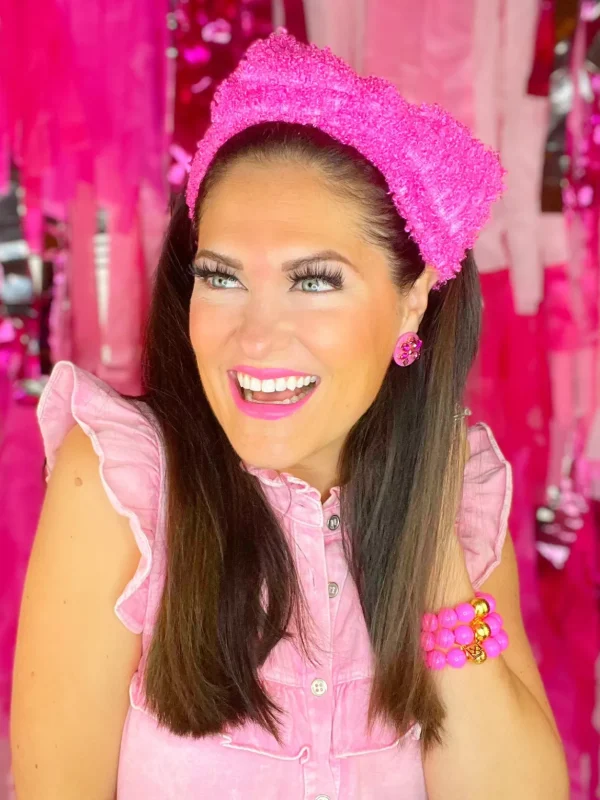 Adult Size Hot Pink Boucle Side Bow Headband-Brianna Cannon Online