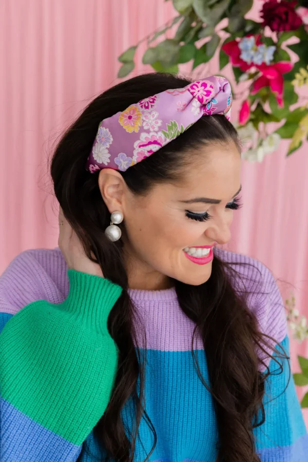 Adult Size Lavender Floral Silk Headband-Brianna Cannon Hot