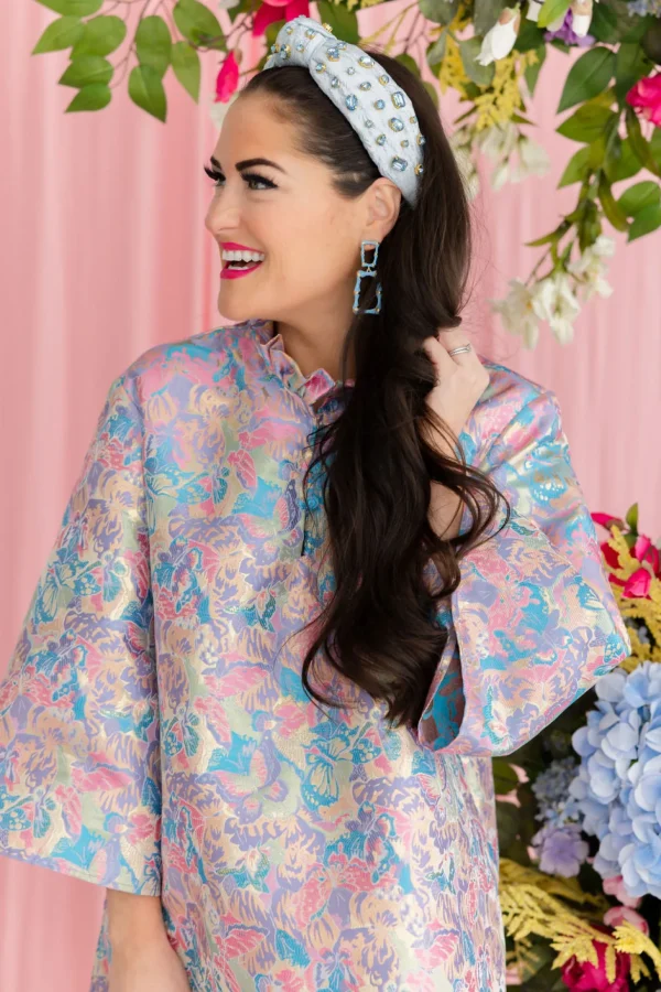 Adult Size Light Blue Textured Headband with Crystals-Brianna Cannon Online