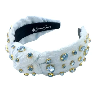 Adult Size Light Blue Textured Headband with Crystals-Brianna Cannon Online