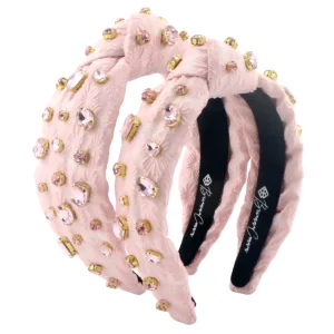 Adult Size Light Pink Textured Headband with Crystals-Brianna Cannon Best