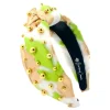 Adult Size Lime Green, White & Gold Headband With Gold Beads-Brianna Cannon Clearance
