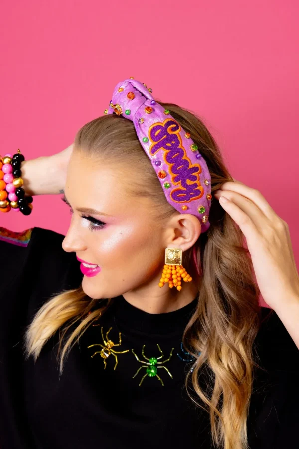 Adult Size Metallic Iridescence SPOOKY Headband with Crystals-Brianna Cannon Online