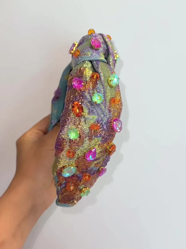 Adult Size Metallic Iridescence Brocade Headband With Crystals-Brianna Cannon New