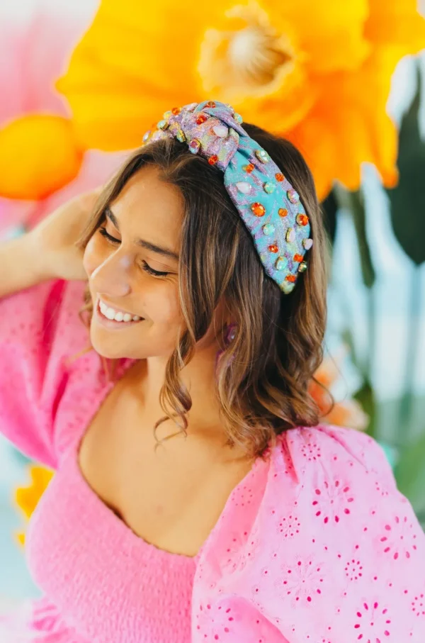 Adult Size Metallic Iridescence Brocade Headband With Crystals-Brianna Cannon New