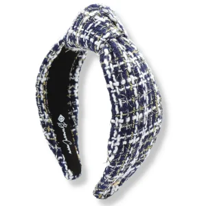 Adult Size Navy, Gold & White Tweed Headband-Brianna Cannon Outlet