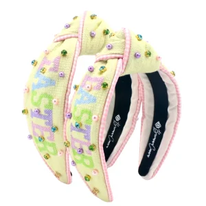 Adult Size Pastel Yellow EASTER Cross Stitch Headband-Brianna Cannon Online