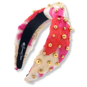 Adult Size Pink, Red & Ivory Headband with Gold Beads-Brianna Cannon Discount