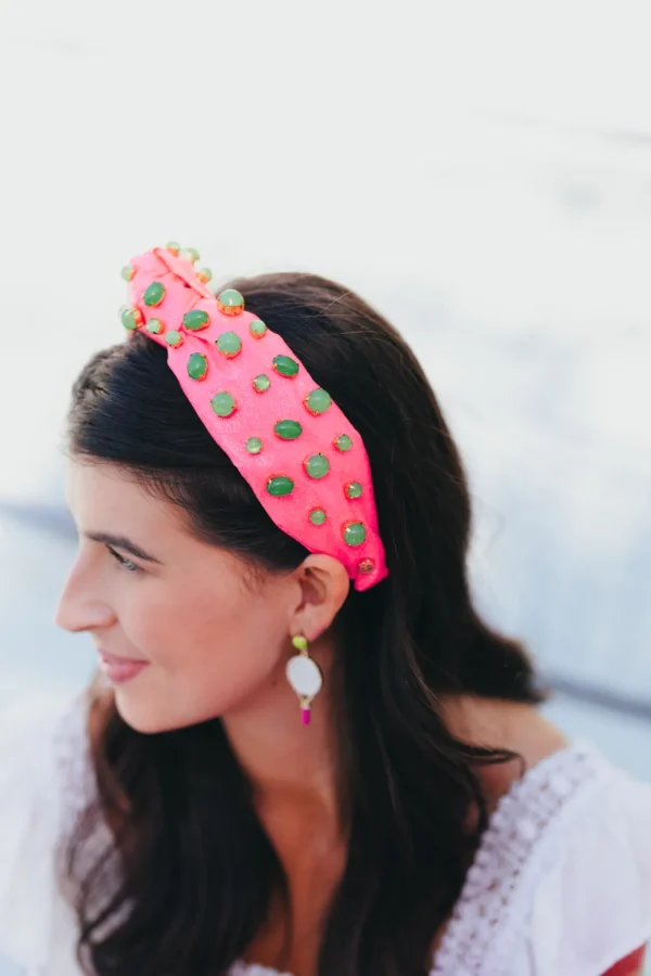 Adult Size Pink Shimmer Headband with Jade Stones-Brianna Cannon Online