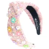 Adult Size Pink Tweed Headband with Flowers-Brianna Cannon Online