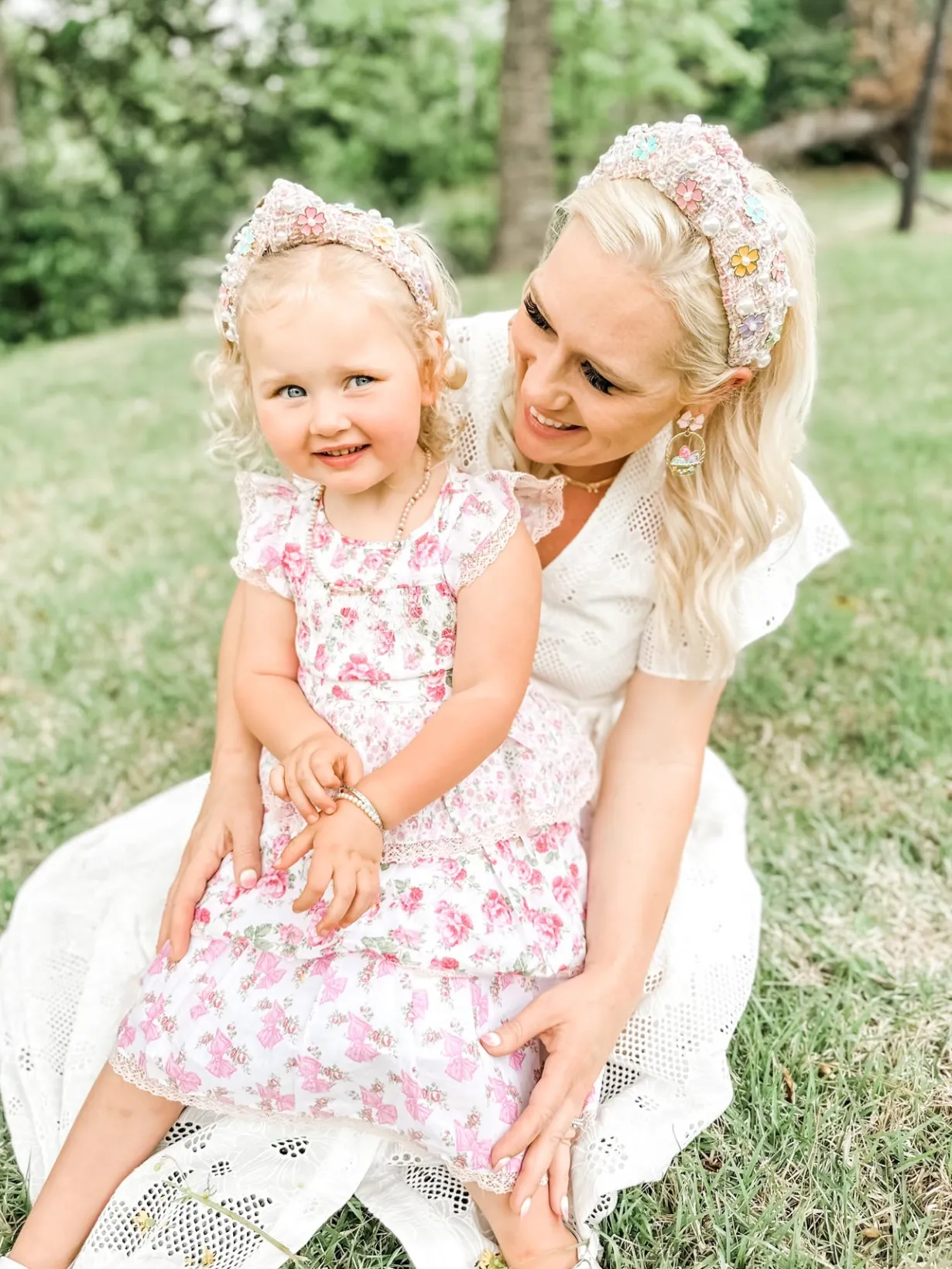 adult_size_pink_tweed_hea_2.webp Adult Size Pink Tweed Headband with Flowers-Brianna Cannon Online