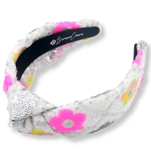 Adult Size Sequin Headband with Bright Flowers-Brianna Cannon New