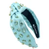 Adult Size Shimmer Headband with Hand-Sewn Crystals in Blue-Brianna Cannon New