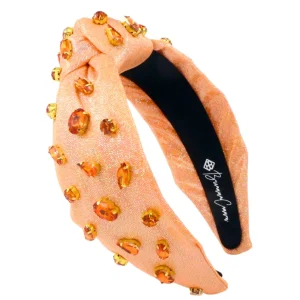Adult Size Shimmer Headband with Hand-Sewn Crystals in Orange-Brianna Cannon Fashion