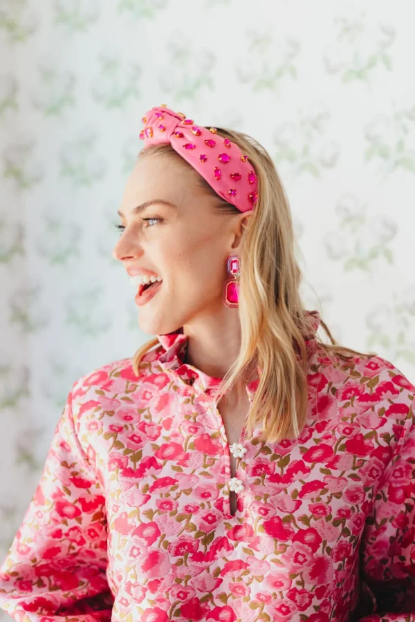 Adult Size Shimmer Headband with Hand-Sewn Crystals in Pink-Brianna Cannon Discount
