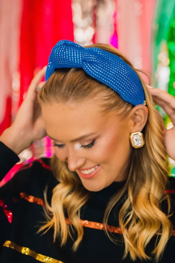 Adult Size Solid Tweed and Gold Headband in Blue-Brianna Cannon Discount