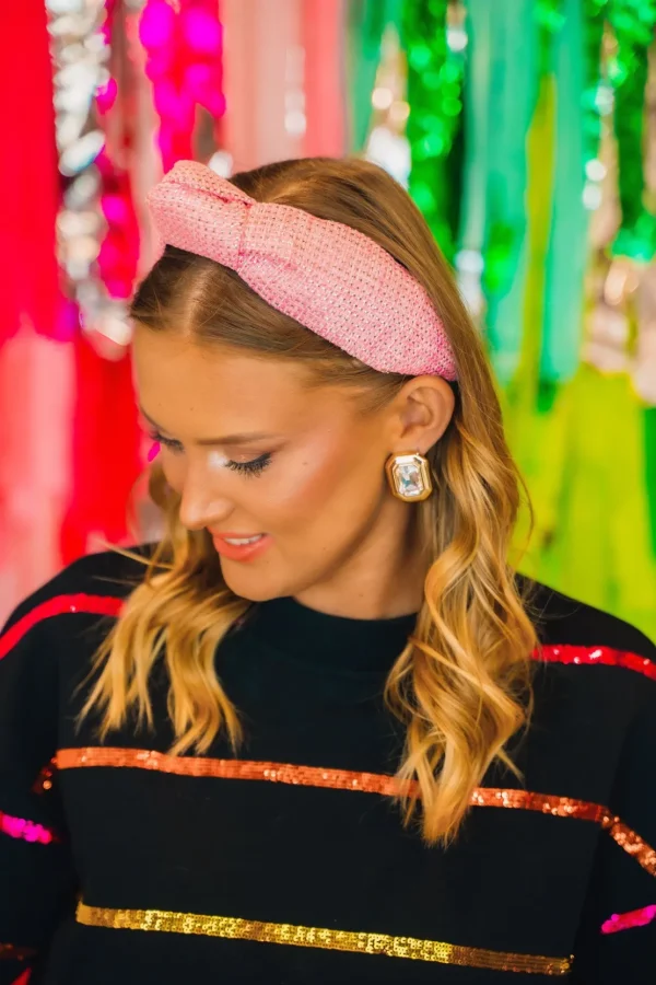 Adult Size Solid Tweed and Gold Headband in Pink-Brianna Cannon Online