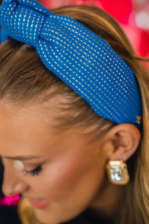 Adult Size Solid Tweed and Gold Headband in Blue-Brianna Cannon Discount
