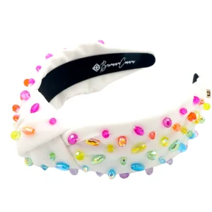 Adult Size White Headband with Rainbow Beads-Brianna Cannon Discount