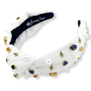 Adult Size White PCA Logo Headband With Pearls and Crystals-Brianna Cannon New