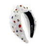 Adult Size White TCA Logo Headband With Pearls and Crystals-Brianna Cannon Outlet