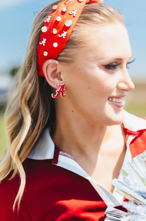 Alabama Crimson & White A Studs-Brianna Cannon Clearance