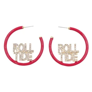 Alabama Crimson Pavé Hoop Earrings-Brianna Cannon Hot