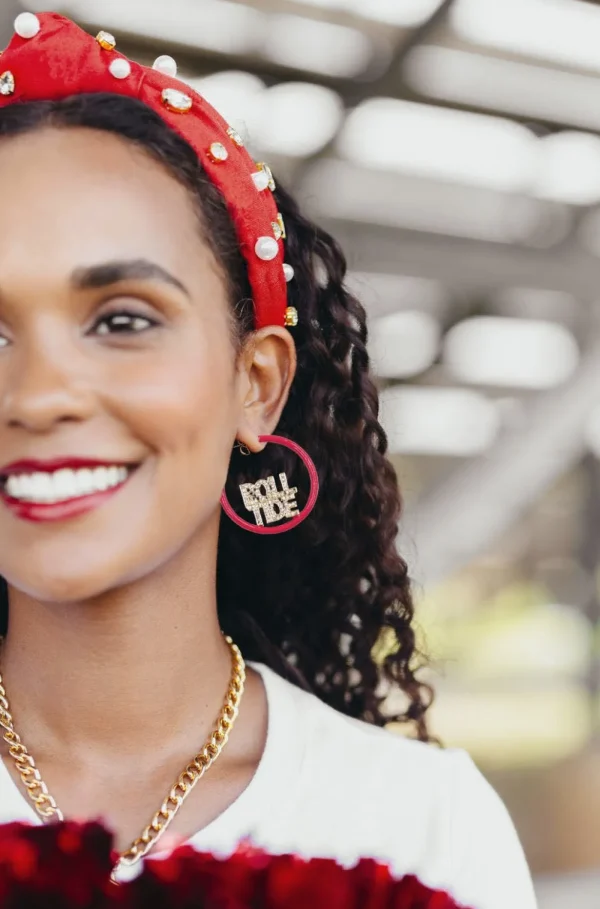 Alabama Crimson Pavé Hoop Earrings-Brianna Cannon Hot