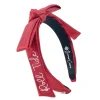 Alabama Crimson Thin Embroidered Ribbon Bow Headband-Brianna Cannon Outlet