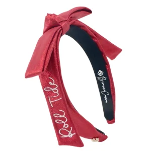 Alabama Crimson Thin Embroidered Ribbon Bow Headband-Brianna Cannon Outlet