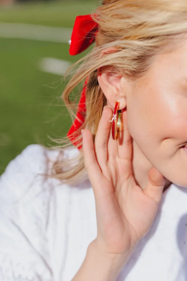 Alabama Logo Hoop Earrings-Brianna Cannon Clearance