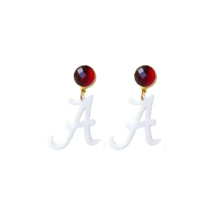 Alabama Mini White A Earrings-Brianna Cannon Online